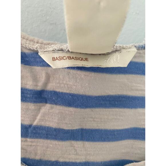 Womens H&M Blue Stripped Tank Size Large Pre Owned - Picture 2 of 3